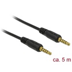 Delock Jack stereo 3,5mm (5pin) -> Jack stereo 3,5mm (5pin) M/M audio kábel 5m fekete