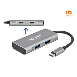 Delock 63260 4-portos USB-C hub szürke 2db USB-C 2DB USB-A