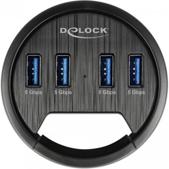 Delock 64153 4-portos USB3.0 hub fekete (asztalba szerelhető)