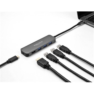 Delock 64171 5-portos USB-C USB3.0 HDMI hub szürke