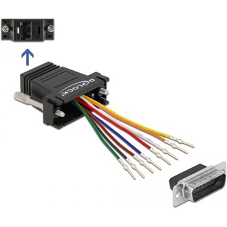 Delock D-Sub 15pin -> RJ45 M/F szerelőkészlet fekete