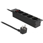 Delock 66817 Wall Mountable 4db villásdugó CEE 7/7 (EU) elosztó 1.5m fekete + 1U 10" mounting bracket