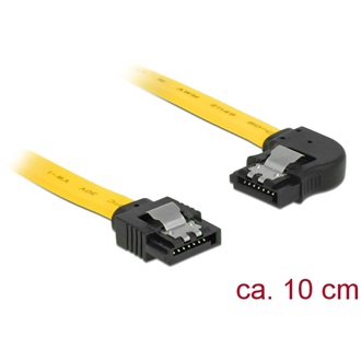 Delock SATA 3 F/F adatkábel 0.1m sárga egyenes/90° bal