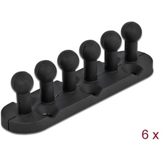 Delock 6 db.-os fekete öntapadós / csavarozható kábeltartó 5 átvezetővel