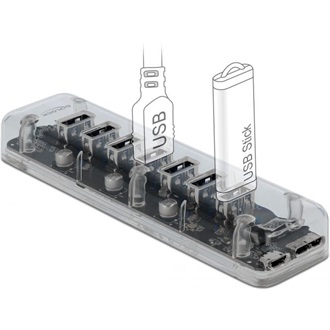 Delock 7-portos USB3.0 hub átlátszó