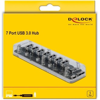 Delock 7-portos USB3.0 hub átlátszó