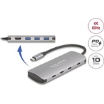 Delock 7 portos USB 10 Gbps Hub és 4K HDMI kimenet USB Type-C  csatlakozóval és PD 3.0 90 Watt