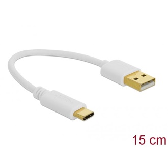 Delock USB-C -> USB-A 2.0 M/M adatkábel 0.15m fehér 3A