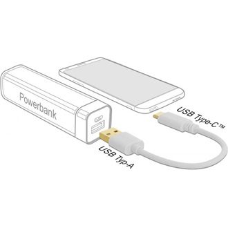Delock USB-C -> USB-A 2.0 M/M adatkábel 0.15m fehér 3A