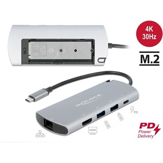 Delock 87767 M.2 USB-C dokkoló szürke