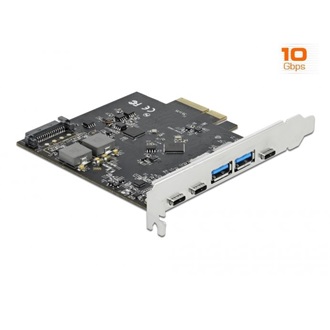 Delock 89074 USB-C Gen 2 / USB-A Gen 2 3+2-port PCIe x4 bővítőkártya ezüst
