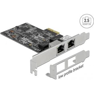 Delock RTL8125 2,5Gb/s PCIe x2 Dual RJ45 hálózati adapter low profile