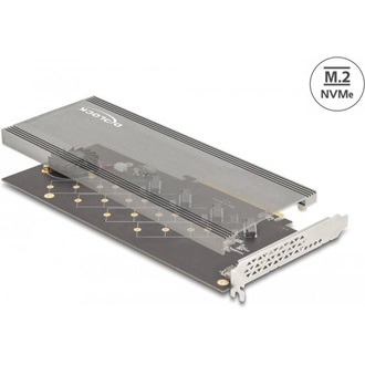Delock 90079 4-port M.2 NVME M.2 2280/2260/2242 PCIe x16 bővítőkártya V4.0 (heatsink+fan) szürke