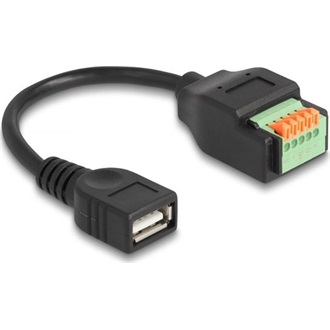 Delock USB-A 2.0 -> Terminal block 5pin F/F adapter 0.15m fekete