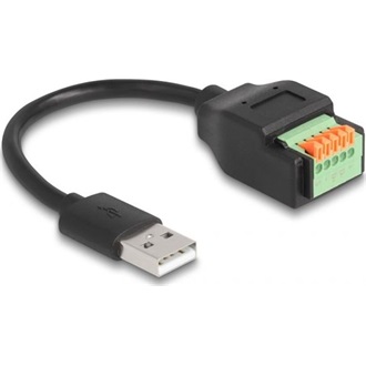 Delock USB-A 2.0 -> Terminal block 5pin M/F adapter 0.15m fekete