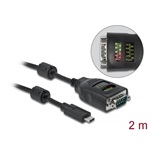 Delock USB-A 2.0 -> Serial RS-232 DB9 M/M adatkábel 2m fekete LED-es teszterrel