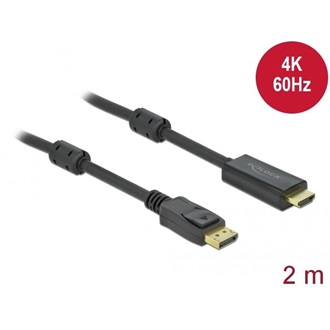 Delock DisplayPort 1.2 -> HDMI 2.0 M/M aktív video kábel 2m fekete