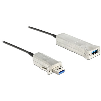 Delock USB-A 3.0 - USB-A 3.0 M/F adatkábel hosszabbító 50m fekete optikai kábeles hosszabbító