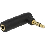 Delock Jack stereo 3,5mm (3pin) -> Jack stereo 3,5mm (3pin) M/F adapter fekete 90°