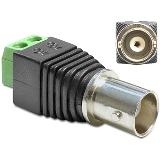 Delock BNC -> Terminal block 2pin F/F adapter fekete