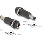Delock Adapter, DC 5,5 x 2,1 mm-csatlakozóhüvely, DC 5,5 x 2,5 mm méretű apa
