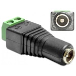 Delock DC 5,5x2,5mm -> Terminal block 2pin F/F adapter fekete