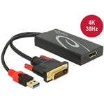 Delock DVI-D -> DisplayPort 1.2 M/F aktív adapter 0.2m fekete