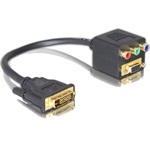 Delock DVI 29 -> VGA 3db RCA M/F adapter 0.2m fekete