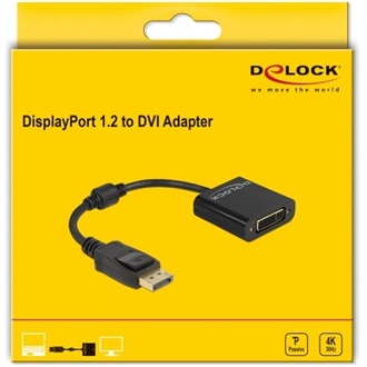 Delock DisplayPort 1.2 -> DVI-I M/F adapter 0.15m fekete