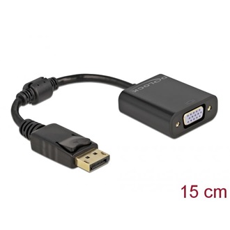 Delock DisplayPort 1.2 -> VGA M/F adapter 0.15m fekete