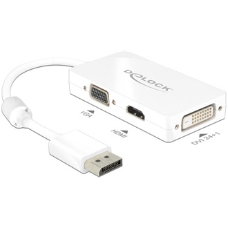 Delock Displayport -> VGA HDMI DVI-D M/F adapter passzív fehér