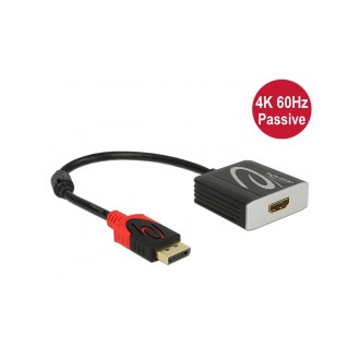 Delock DisplayPort 1.2 -> HDMI M/F adapter 0.2m fekete 4K 60Hz Passzív