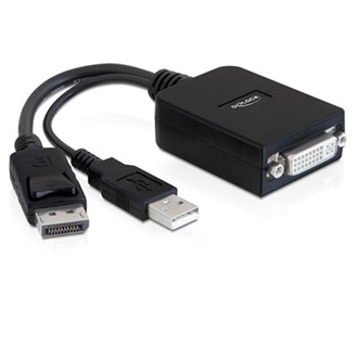 DELOCK ACTIVE Displayport USB A power -> DVI-I M/M adapter