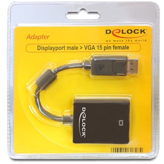 DELOCK Displayport -> VGA M/F konverter fekete