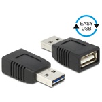 Delock Easy-USB A -> USB-A 2.0 M/F adapter fekete