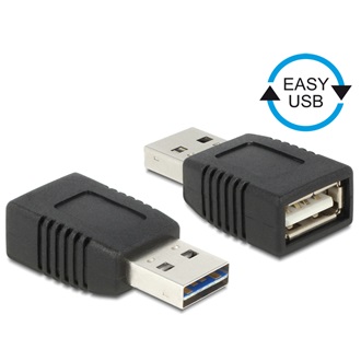 Delock Easy-USB A -> USB-A 2.0 M/F adapter fekete