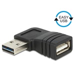 Delock Easy-USB A -> USB-A 2.0 M/F adapter fekete bal/jobb 90°-os 