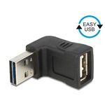 Delock Easy-USB A -> USB-A 2.0 M/F adapter fekete fel/le 90°-os