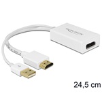 Delock HDMI -> Displayport M/F adapter 0.24m fehér +USB power