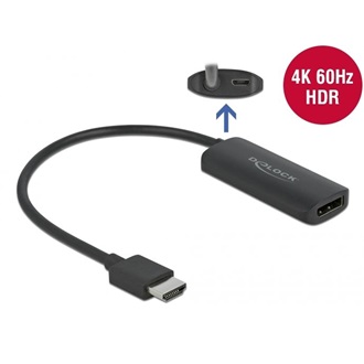 Delock HDMI 2.0 -> DisplayPort 1.2 M/F aktív adapter 0.24m fekete HDR