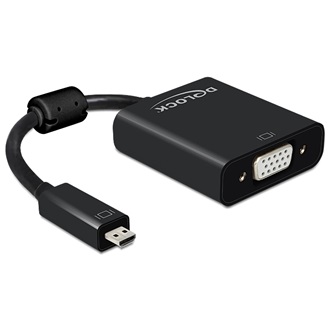 Delock HDMI micro D -> VGA M/F adapter 0.17m fekete