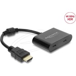 Delock HDMI 2.0 -> 2db USB-C M/F adapter 0.15m fekete DP Alt Mode
