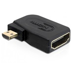 Delock HDMI micro D Ethernet -> HDMI M/F adapter 90° bal fekete