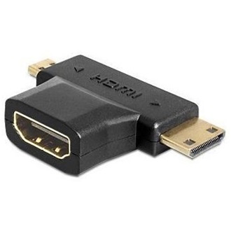 Delock HDMI micro D HDMI mini C -> HDMI M/F adapter fekete