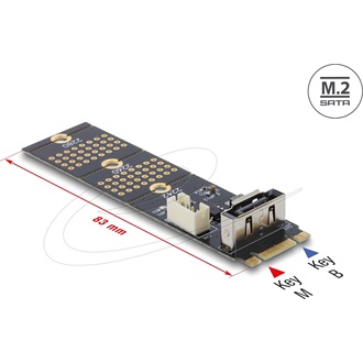 Delock Adapter M.2 B kulcsos csatlakozó dugós   7 tűs, függőleges SATA csatlakozó