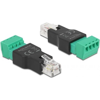 Delock RJ11/14 -> Terminal block 4pin M/F adapter fekete