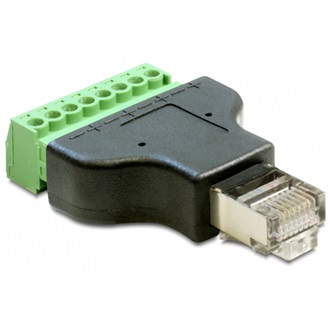 Delock RJ45 -> Terminal block 8pin M/F adapter fekete