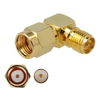 Delock RP-SMA -> RP-SMA M/F adapter aranyozott 90°, 3GHz