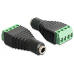 Delock Jack stereo 3,5mm -> Terminal block 4pin F/F adapter fekete