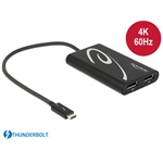 Delock Thunderbolt 3 -> Displayport 1.2 M/F adapter 0.27m fekete 4K 60Hz
